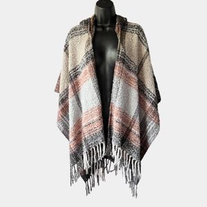 Echo Ruana Plaid Fringe One Size